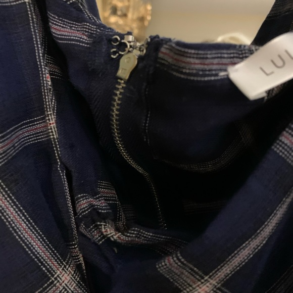 NWT Flawless Large Anthropologie Lulumari Blue Plaid V-Neck Crop Blouse - Picture 4 of 7